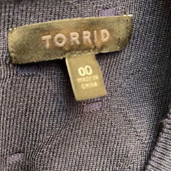 𝅺torrid Blue Mixed Stitch Sleeveless Back Zip Sweater Dress Sz 10 - Picture 12 of 13